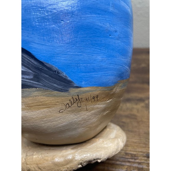 Hand Painted Beach Lighthouse Nautical Ocean Large 20" Numbered Gourd - Picture 9 of 9